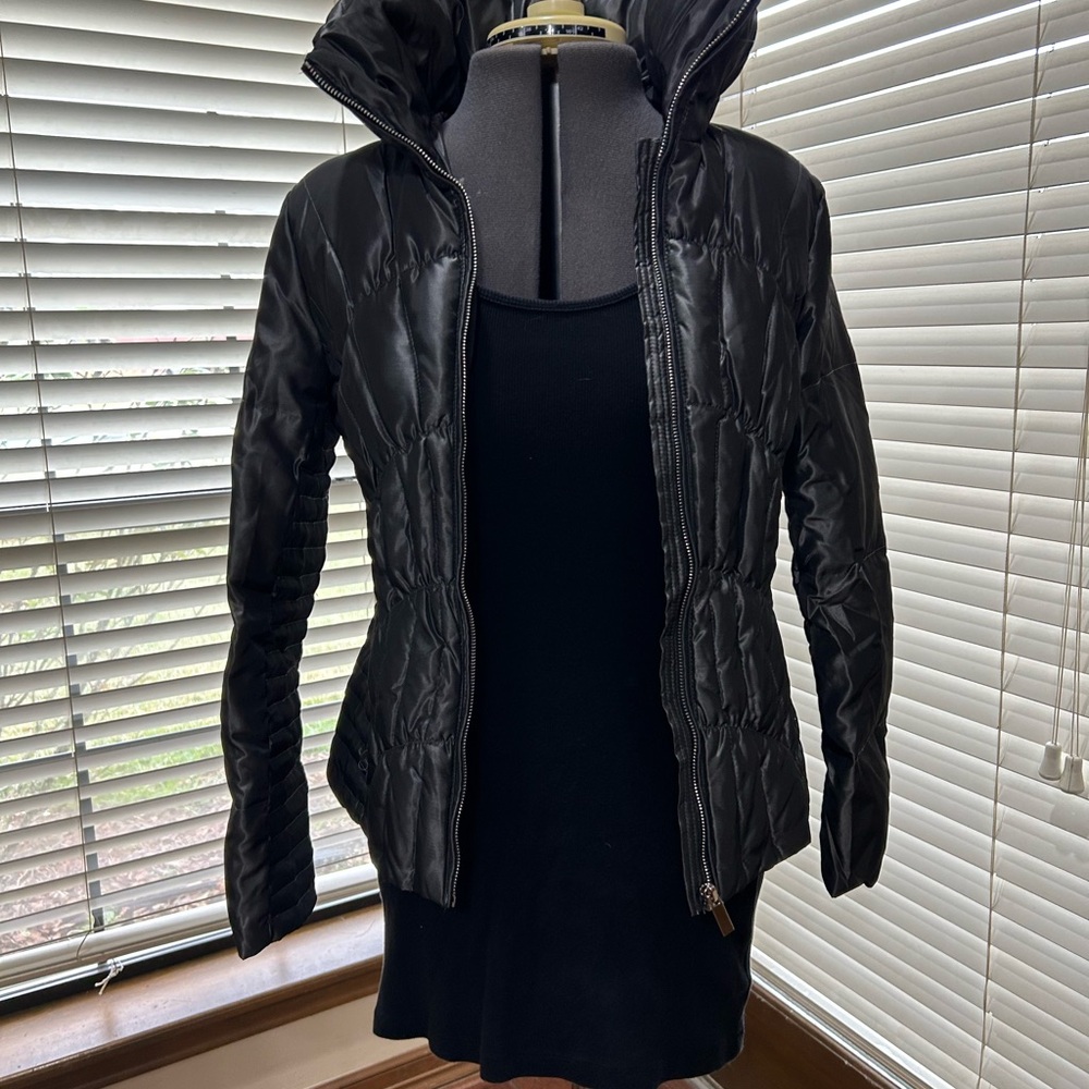 Women's Blanc Noir Pewter / Dark Silver Puffer Jacket (metallic sheen)